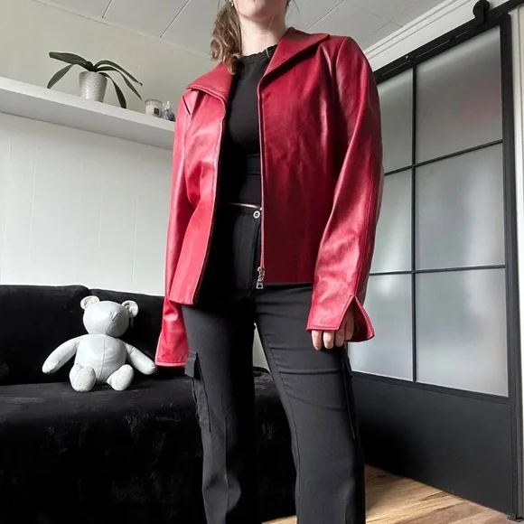 Vintage 90s Danier Red Genuine Leather Jacket - Picture 2 of 7